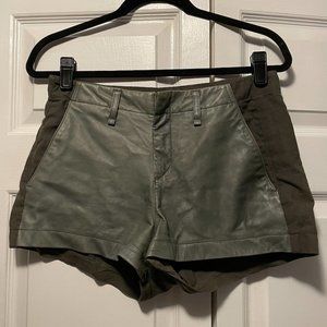 Rag and Bone Leather & Cotton Army Green Shorts - Size 26